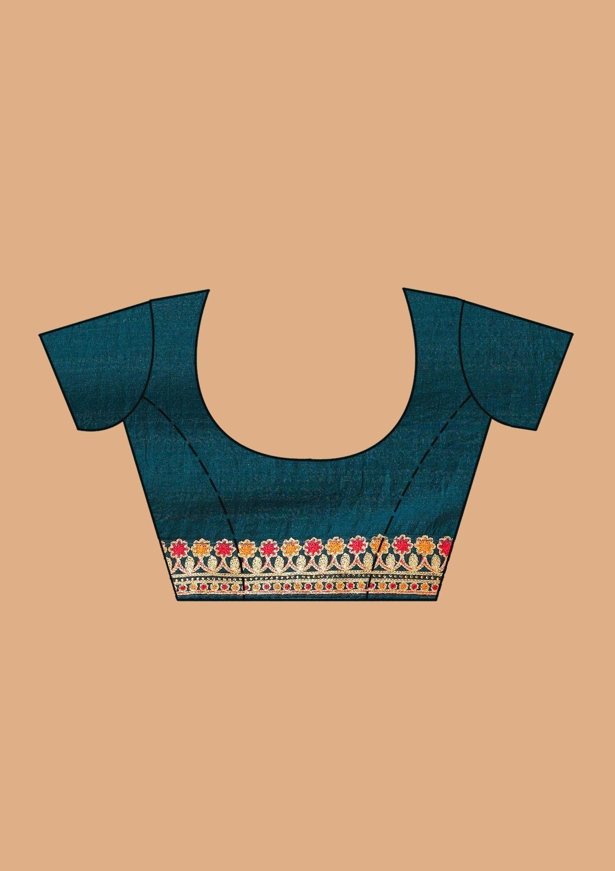 Peacock Blue Gold Zariwork Soft Raw Silk Saree