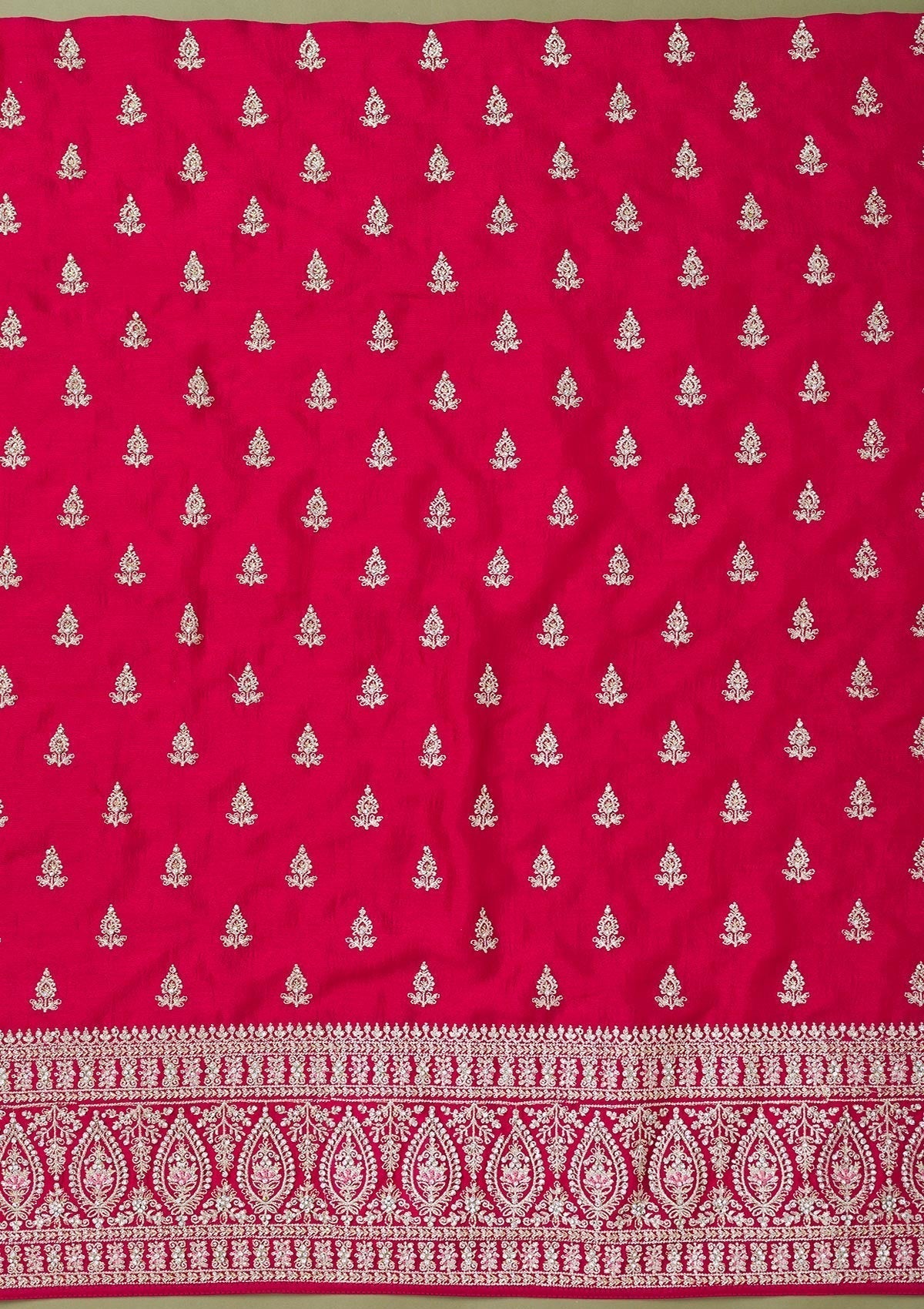 Rani Pink Zariwork Art Silk Unstitched Salwar Suit