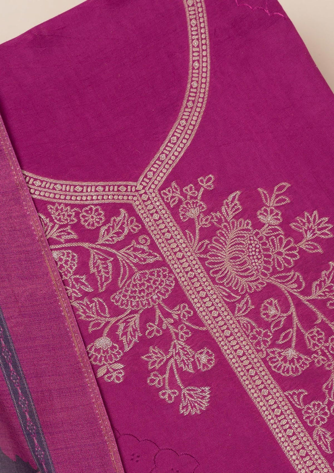 Purple Zariwork Art Silk Unstitched Salwar Suit